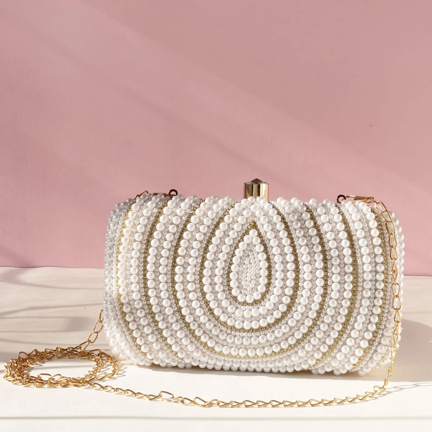 Pearl clutch bag rectangle shape
