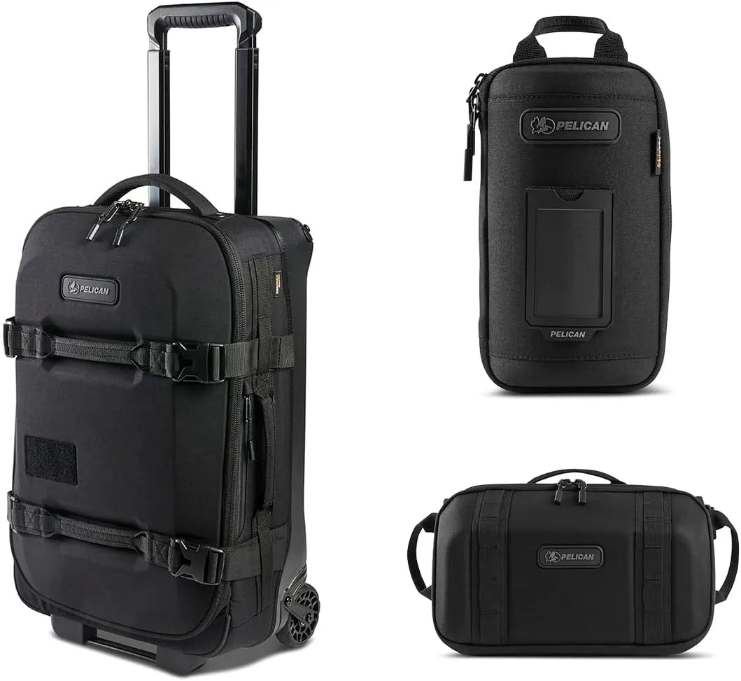 Pelican Aegis HY22 22" Wheeled Carry-On Roller Hybrid Duffel Bag, Black, Bundle with AVP-S ModPak AV Pouch and SXH5 Protective Cross Body Sling Bag