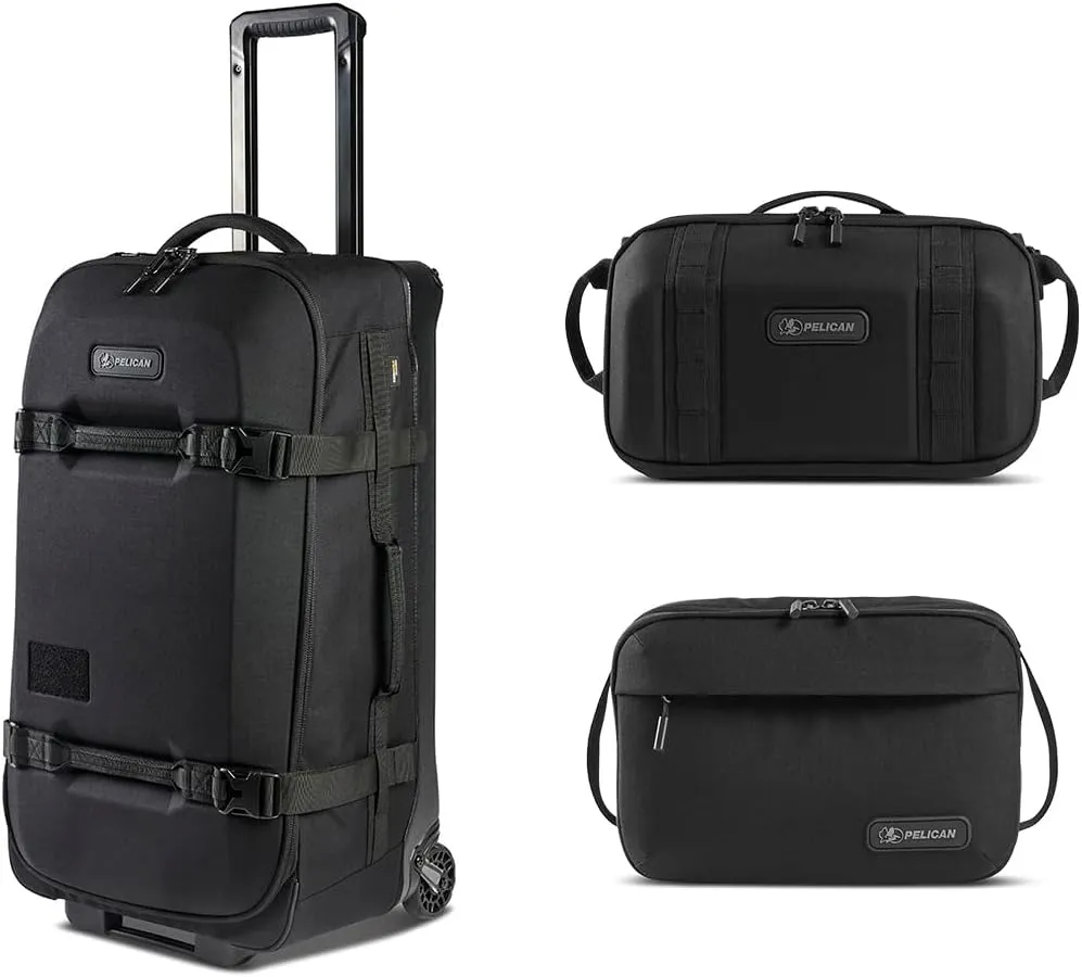 Pelican Aegis HY28 28" Wheeled Check-In Roller Hybrid Duffel Bag, Black, Bundle with SXH5 Protective Cross Body Sling and DK5 ModPak Toiletry