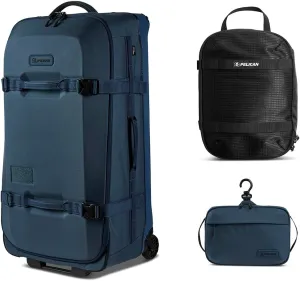 Pelican Aegis HY32 32" Wheeled Check-In Roller Hybrid Duffel Bag, Indigo Blue, Bundle with SPL ModPak Storage Pouch and SXH5 Protective Cross Body Sling Bag