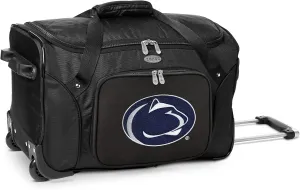 Penn State University Nittany Lions Lightweight 22-inch Wheeled Duffel Bag with Telescopic Handle - Perfect Overnight Bag for Travel, Weekend Getaways, Airports, Gym, and Commuting