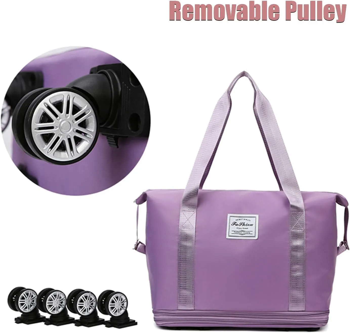 Pepepo Travel Bag with Wheels, Large Capacity Expandable Duffle, Removable Universal Wheels, Wet Dry Compartments (Deep Blue)