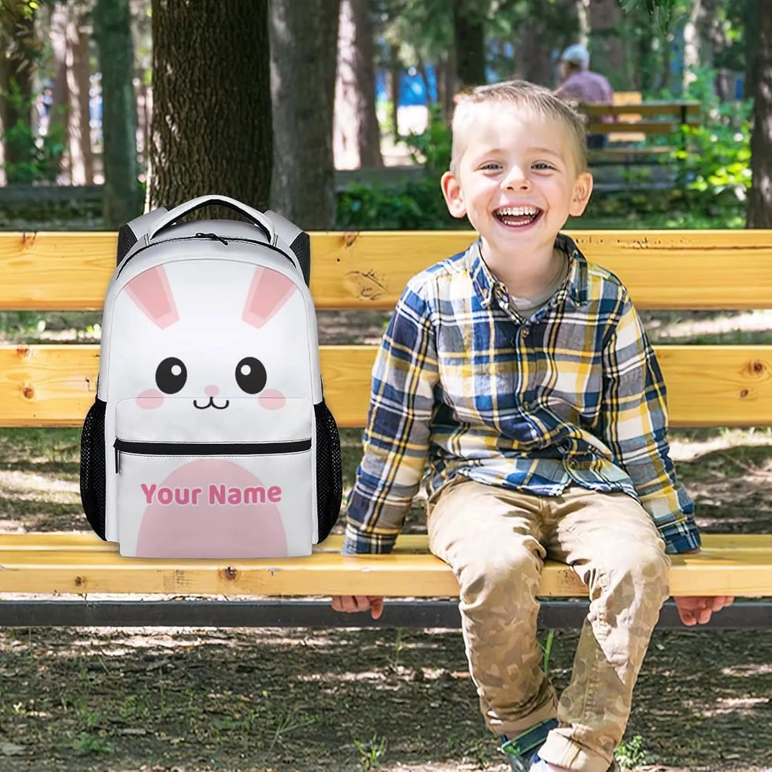 Personalized Backpack - 17 Inch Large Capacity Bunny Bookbag - Lightweight Kids' Backpacks for Elementary, Preschool & Travel