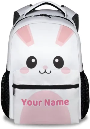 Personalized Backpack - 17 Inch Large Capacity Bunny Bookbag - Lightweight Kids' Backpacks for Elementary, Preschool & Travel