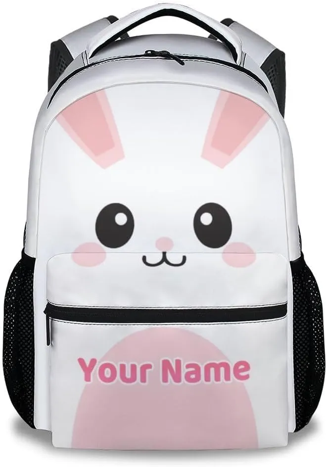 Personalized Backpack - 17 Inch Large Capacity Bunny Bookbag - Lightweight Kids' Backpacks for Elementary, Preschool & Travel