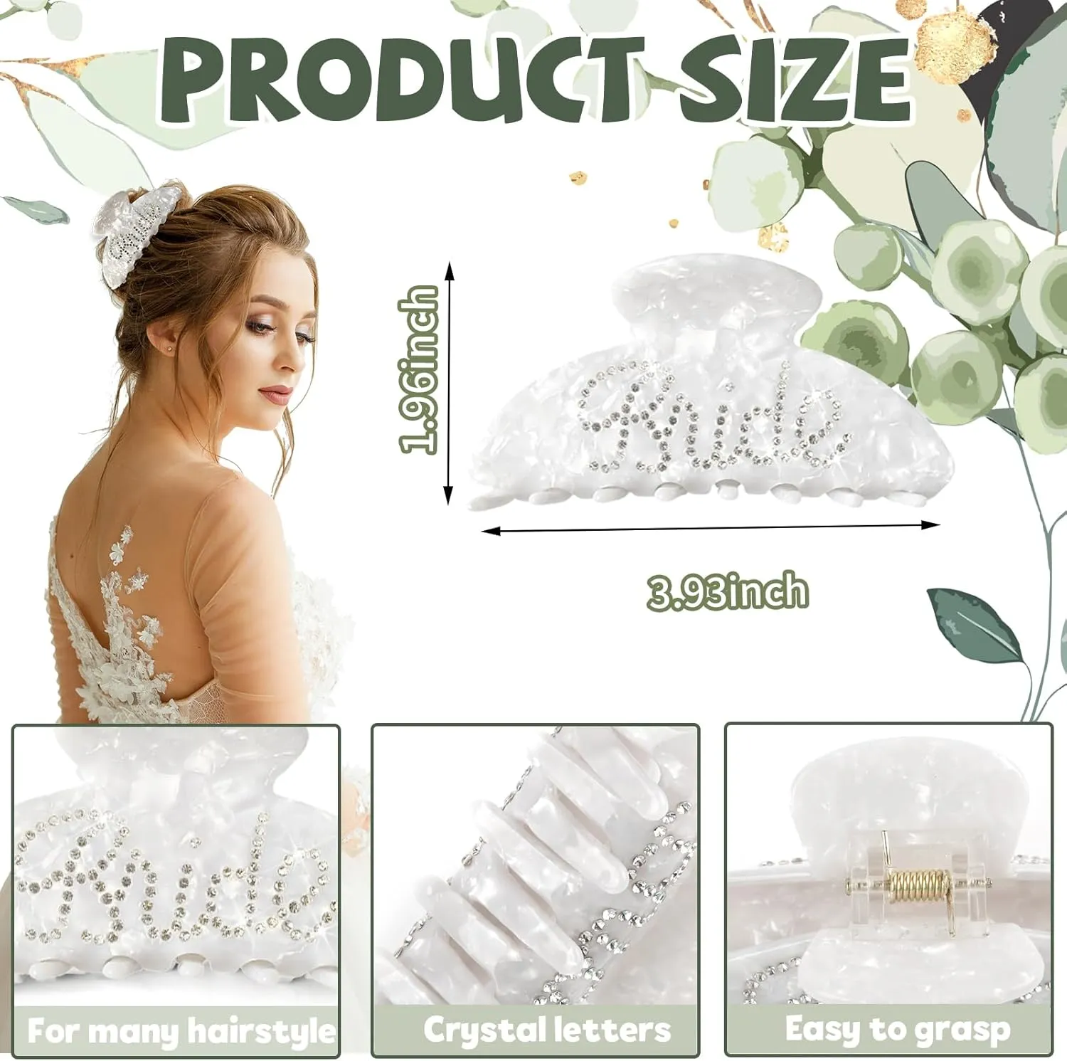 Personalized Initial Letter H Wedding Bride Slippers, Bride to Be Gifts, Bridal Shower Gifts, Bride Hair Clip MRS Makeup Bag