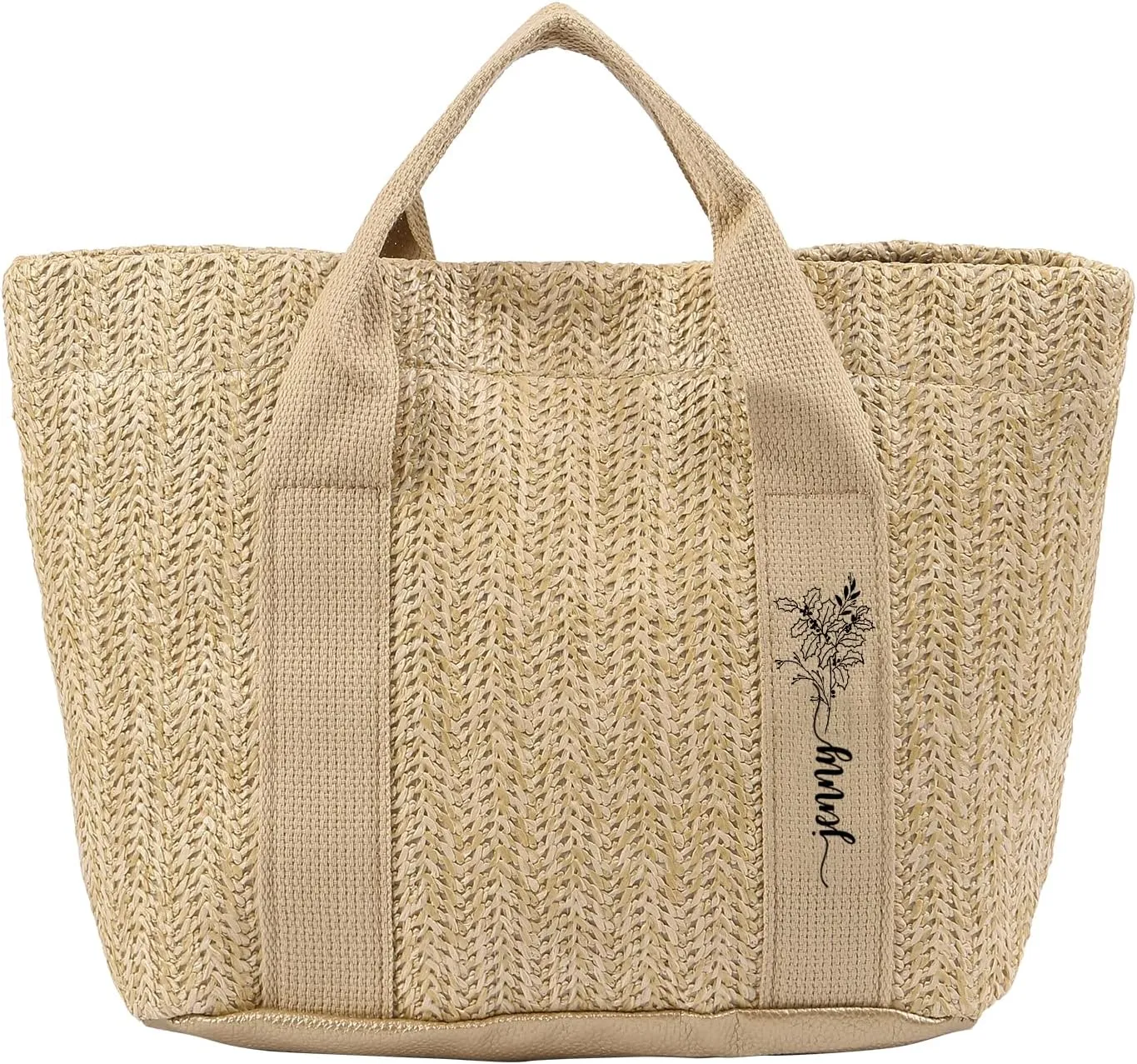 Personalized Straw Tote Bag for Women, Custom Name Beach Bag Large Tote Bag for Women, Teacher, Mother’s Day Gift