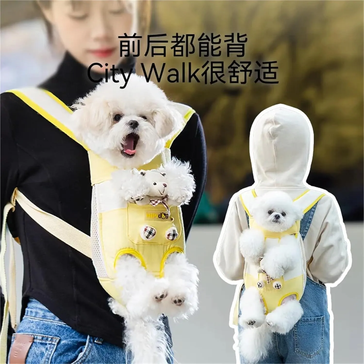 Pet Dog Hand Bag Carrier for Dogs Portable Four-Legged Puppy Straddle Packs Shoulder Bag Vest Traction Rope for Yorkshire(Small,0.5-2kg)