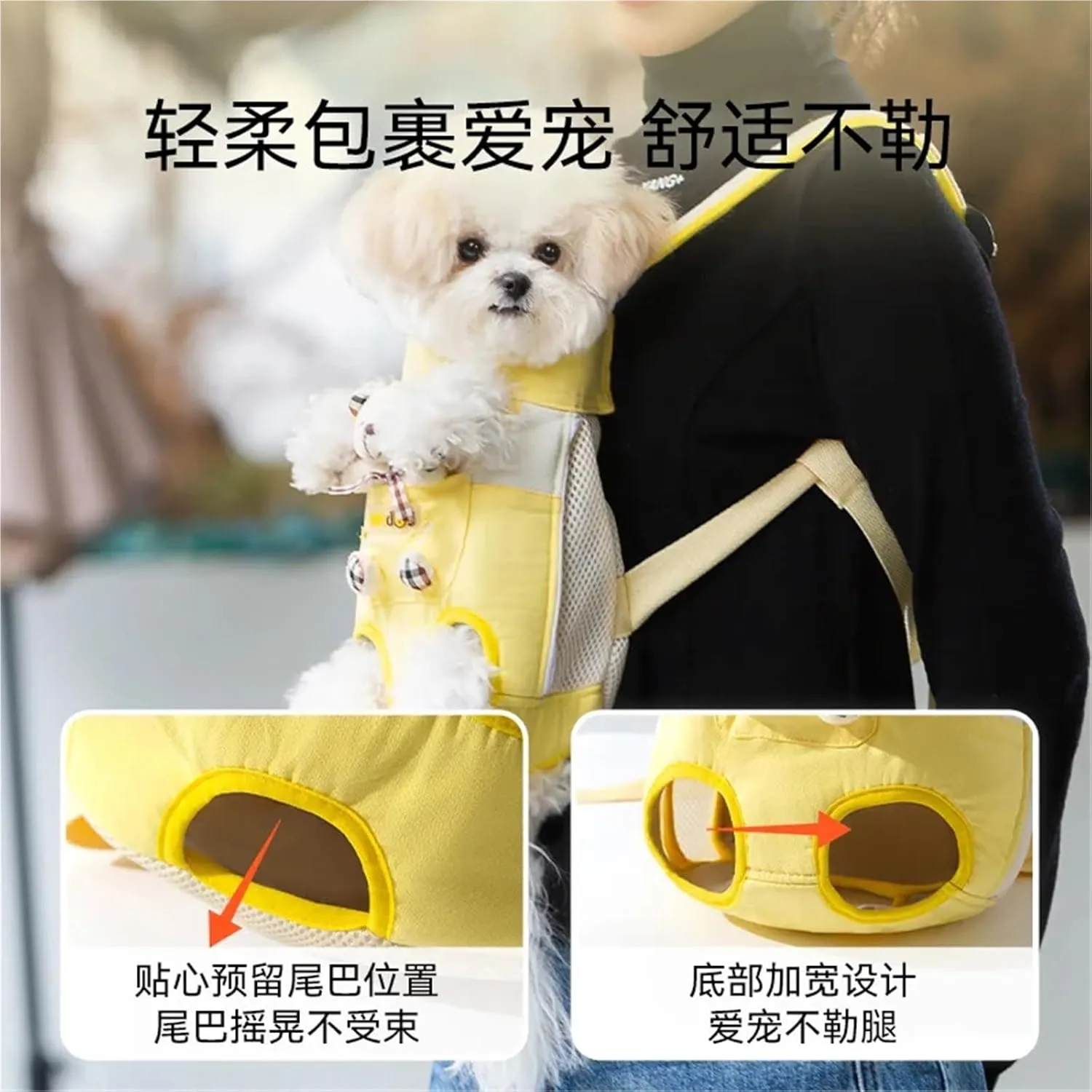 Pet Dog Hand Bag Carrier for Dogs Portable Four-Legged Puppy Straddle Packs Shoulder Bag Vest Traction Rope for Yorkshire(Small,0.5-2kg)