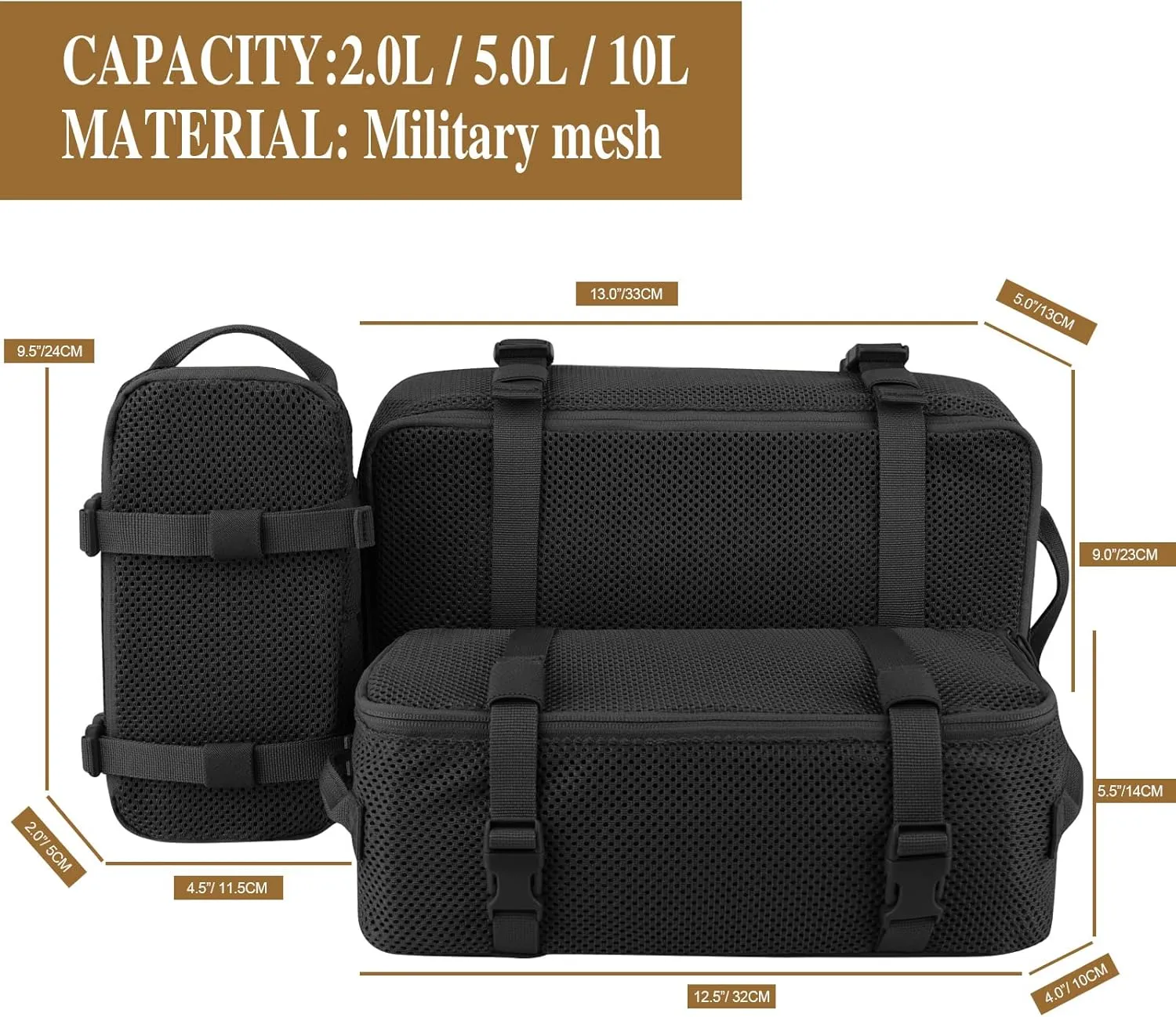 PETAC GEAR 3 PCS Tactical Modular Packing Cubes, Large Capacity Mesh Storage Bag,Outdoor Travel Organize Storage Pouches Bags.
