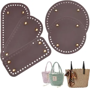 PH PandaHall 5pcs Purse Bottom for Crochet, 3 Shapes Bag Bottom Oval/Round/Rectangle Leather Bottom Shaper Pads for Bags Cushion Base for DIY Crochet Bag Shoulder Bags Purse Making, Coffee Color