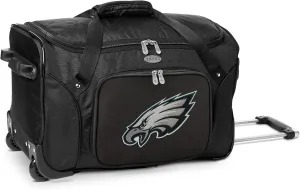 Philadelphia Eagles Lightweight 22-inch Wheeled Duffel Bag with Telescopic Handle - Perfect Overnight Bag for Travel, Weekend Getaways, Airports, Gym, and Commuting