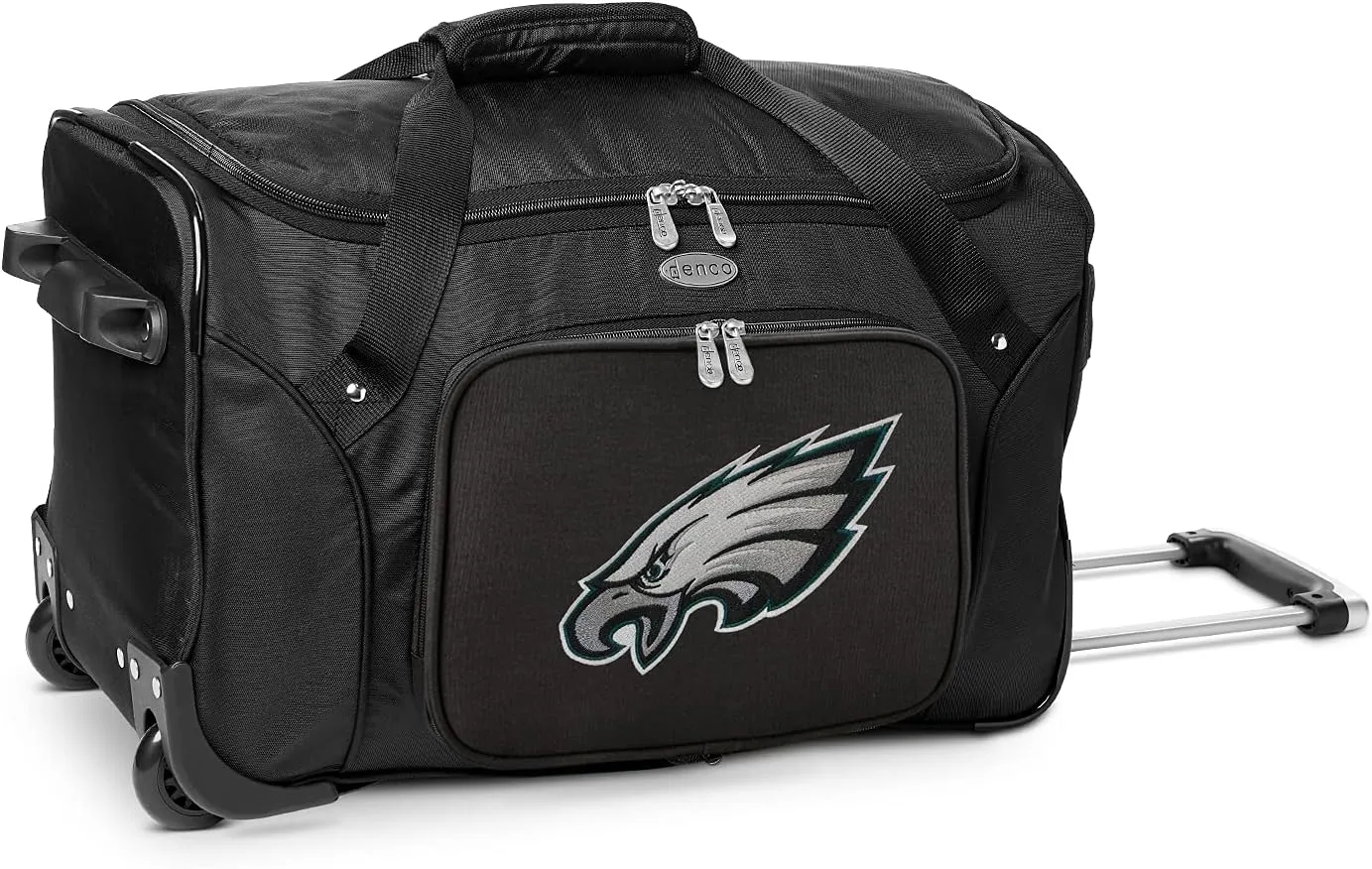 Philadelphia Eagles Lightweight 22-inch Wheeled Duffel Bag with Telescopic Handle - Perfect Overnight Bag for Travel, Weekend Getaways, Airports, Gym, and Commuting