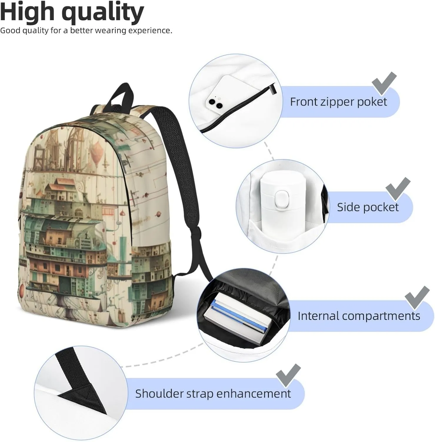 Physics Print Canvas Casual Lightweight Duffel Bag, Fashion Duffel Bag, Unisex Travel Backpack