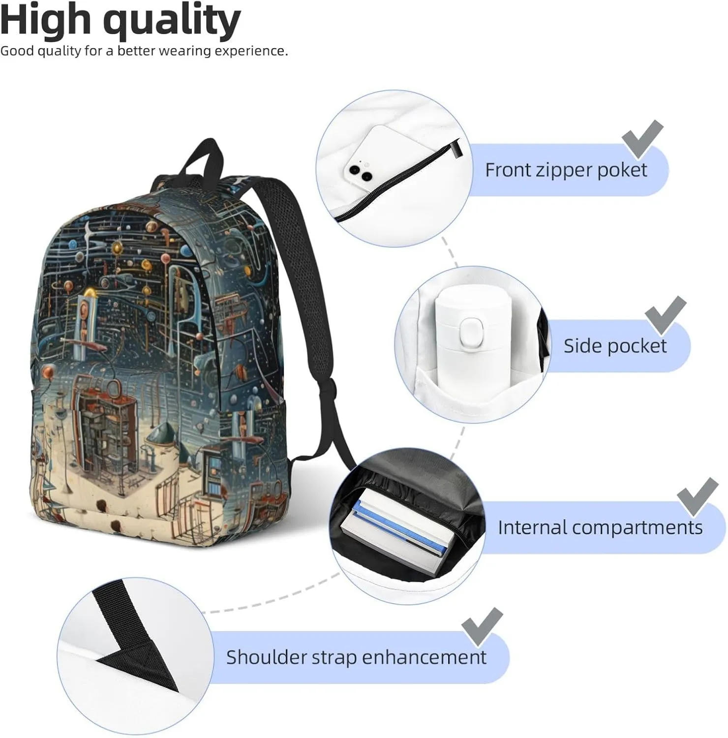Physics Print Canvas Casual Lightweight Duffel Bag, Fashion Duffel Bag, Unisex Travel Backpack