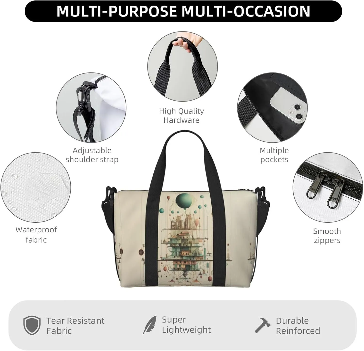 Physics Print Women Travel Duffel Bag, Large Weekender Carry-On Tote, Gym Workout Bag,Mommy Hospital Bag