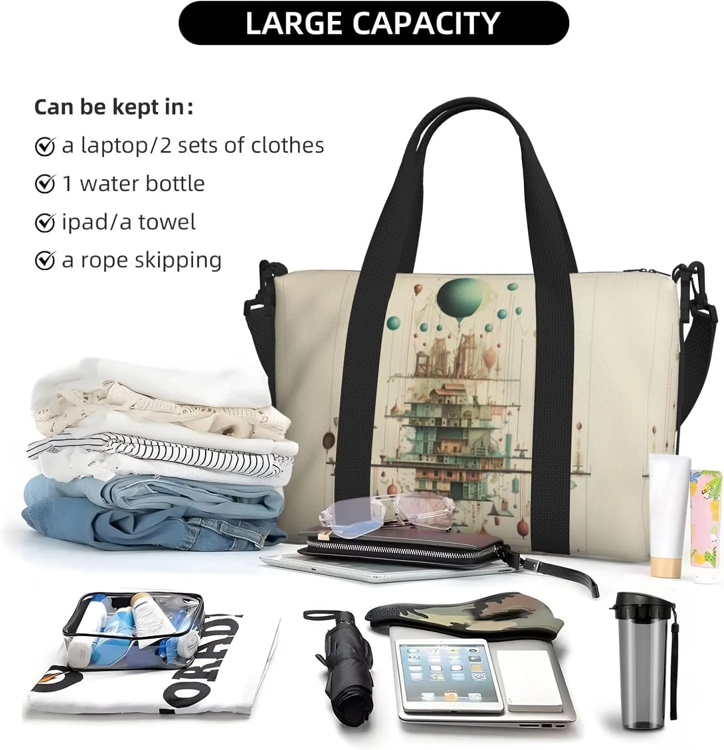 Physics Print Women Travel Duffel Bag, Large Weekender Carry-On Tote, Gym Workout Bag,Mommy Hospital Bag