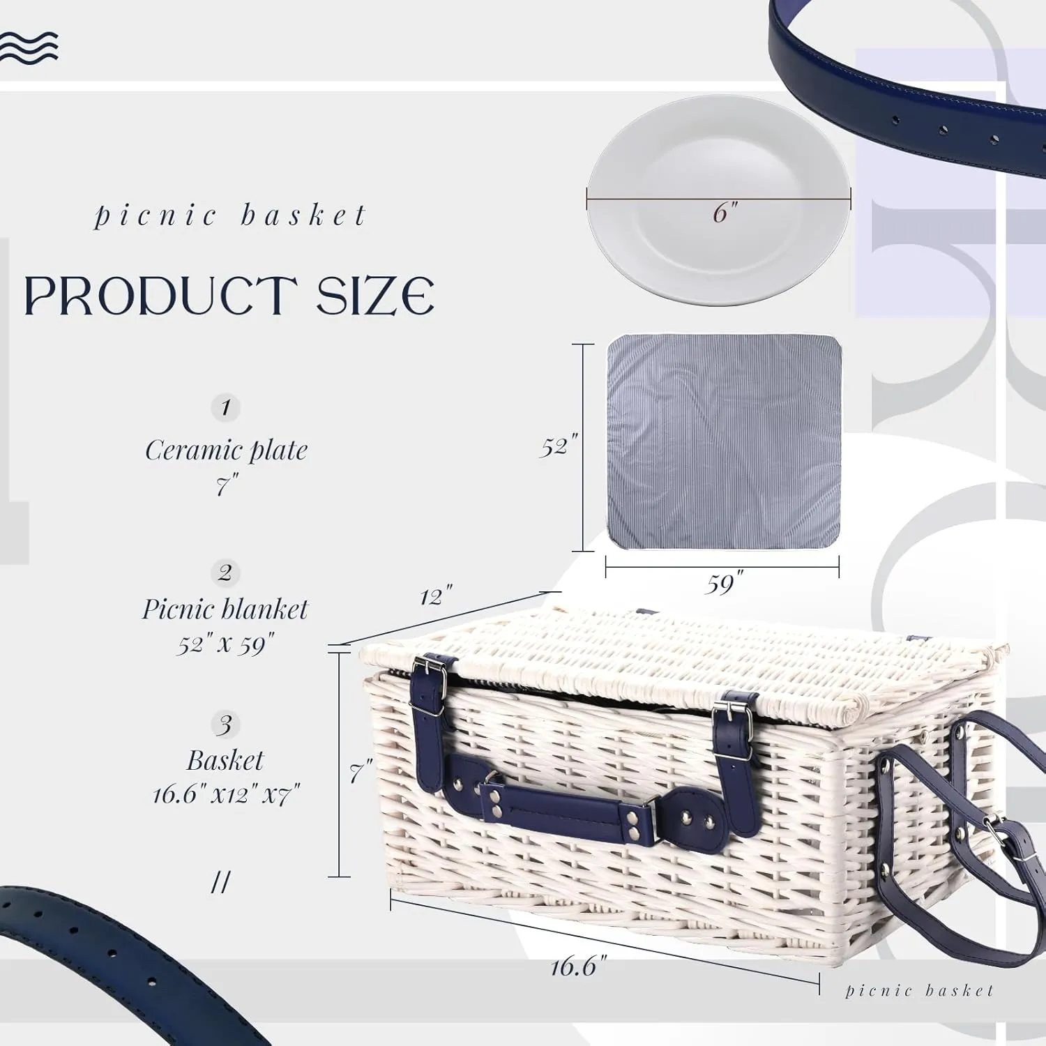 Picnic Basket for 4 Persons Willow Weaving Picnic Set with Cooler Insulation Bag and Waterproof Picnic mat Picnic Baskets for Camping,Wedding,Summer Beach, Outdoor,Birthday Gifts