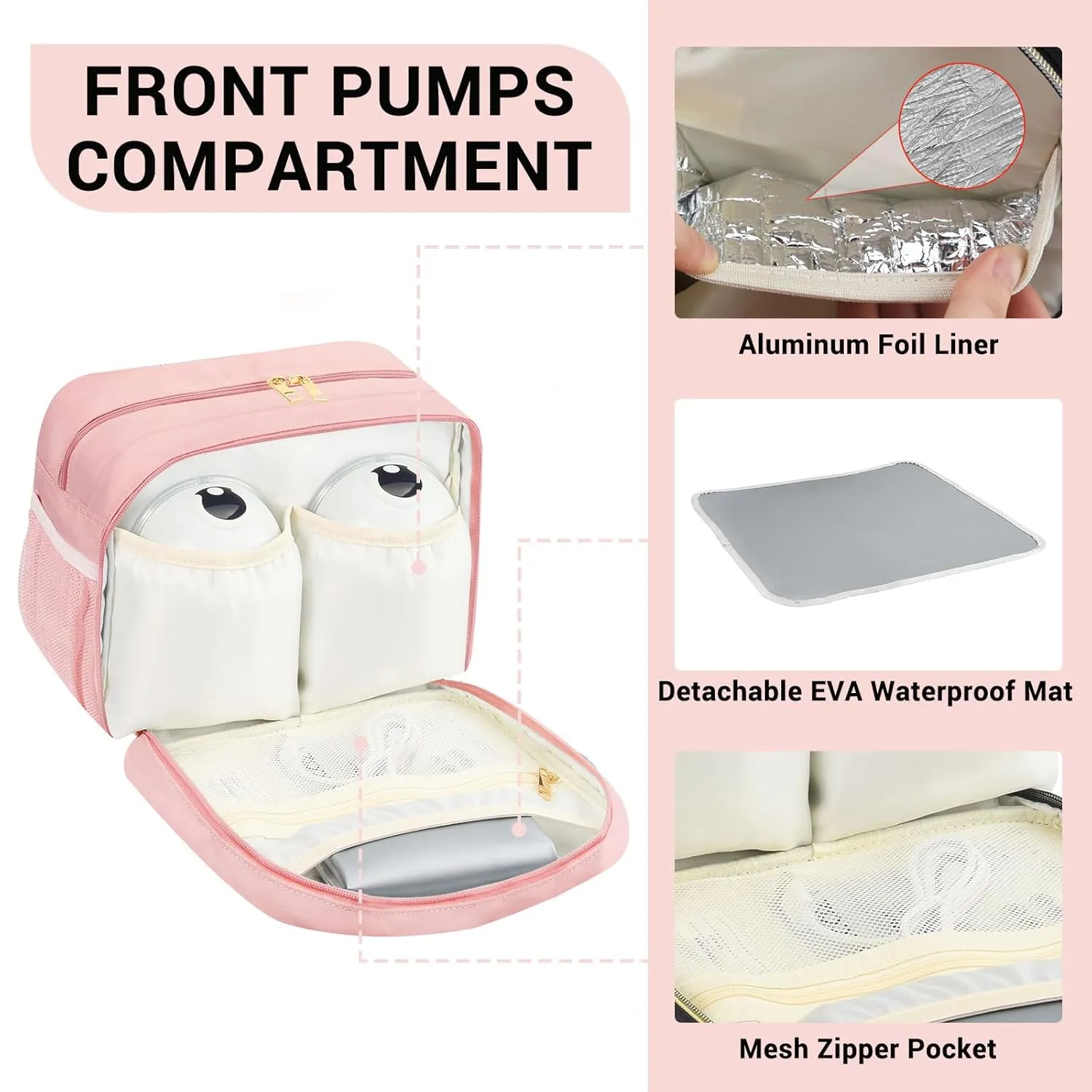 PIIOSER Breastmilk Cooler Bag with Ice Pack, Compatible with Wearable Breast Pumps & Accessories - Portable Pumps Carrying Case for Nursing & Working Moms, Pink