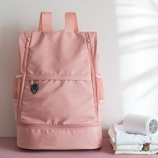 Pink Fitness Backpack With Shoe Storage