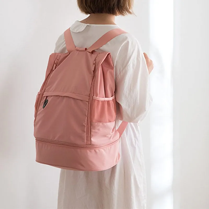 Pink Fitness Backpack With Shoe Storage