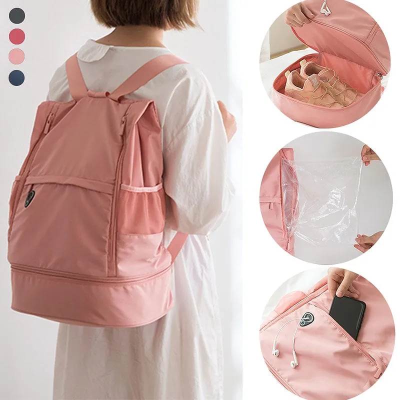 Pink Fitness Backpack With Shoe Storage