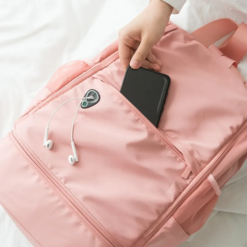 Pink Fitness Backpack With Shoe Storage