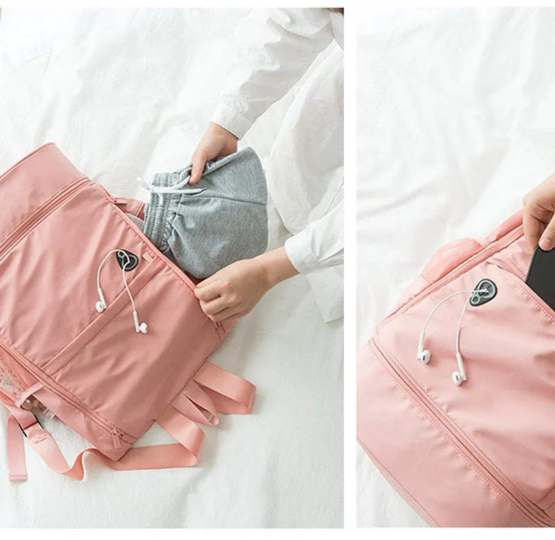 Pink Fitness Backpack With Shoe Storage