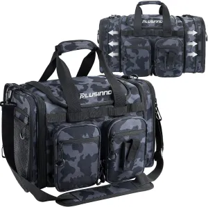 PLUSINNO Tackle Bag - Expandable Fishing Bag for Saltwater & Freshwater 31L-37L capacity expansion- Water Resistant Fishing Gear