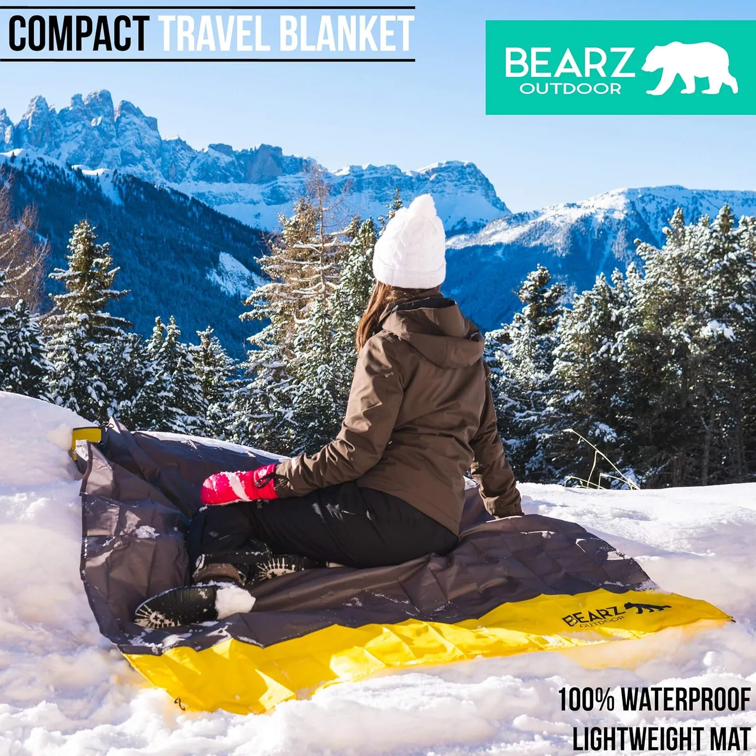 Pocket Blanket - Beach Blanket Waterproof Sandproof, Picnic Blankets Waterproof Foldable, Lightweight & Compact for Hiking, Camping, Travel, Festival Accessories