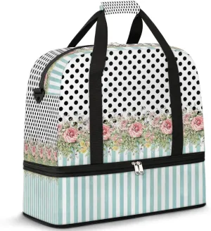 Polka Dot Garden Travel Duffel Bag, Travel Essentials, Gym Bag for Women, Weekender Overnight Bag With Shoes Compartment, Carry On Bags for Airplanes