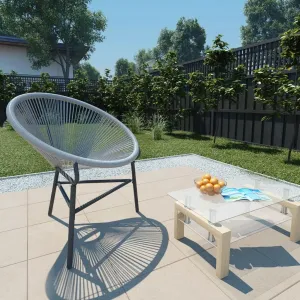 Poly Rattan Patio Moon Chair Gray 27.2" Outdoor Lounge Chair with Steel Frame Water-Resistant Furniture for Poolside Backyard Beach Camping