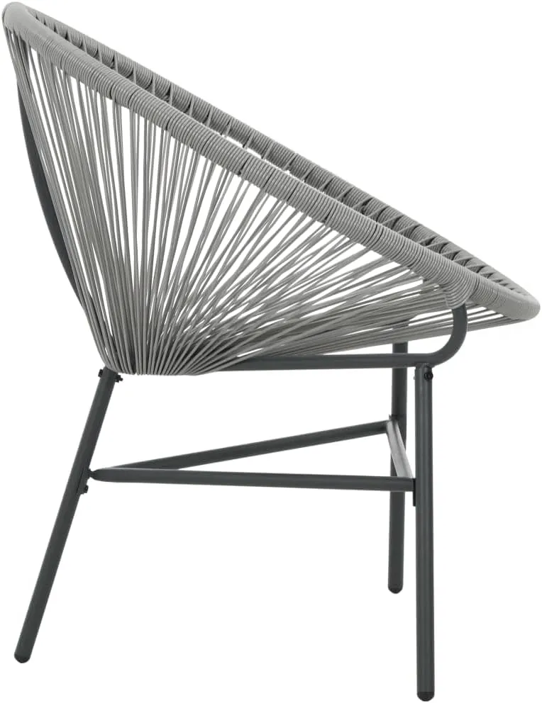 Poly Rattan Patio Moon Chair Gray 27.2" Outdoor Lounge Chair with Steel Frame Water-Resistant Furniture for Poolside Backyard Beach Camping