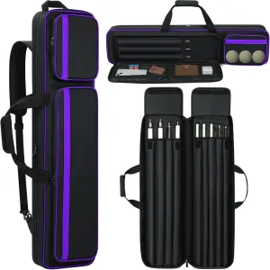 Pool Cue Case 4x5, Pool Cue Carrying Case Soft Padded Billiard Stick Bag with Multi-pocket for 4 Butts and 5 Shafts, Pool Stick Case Cue Bag with Backpack-straps for Pool Cues and Accessories