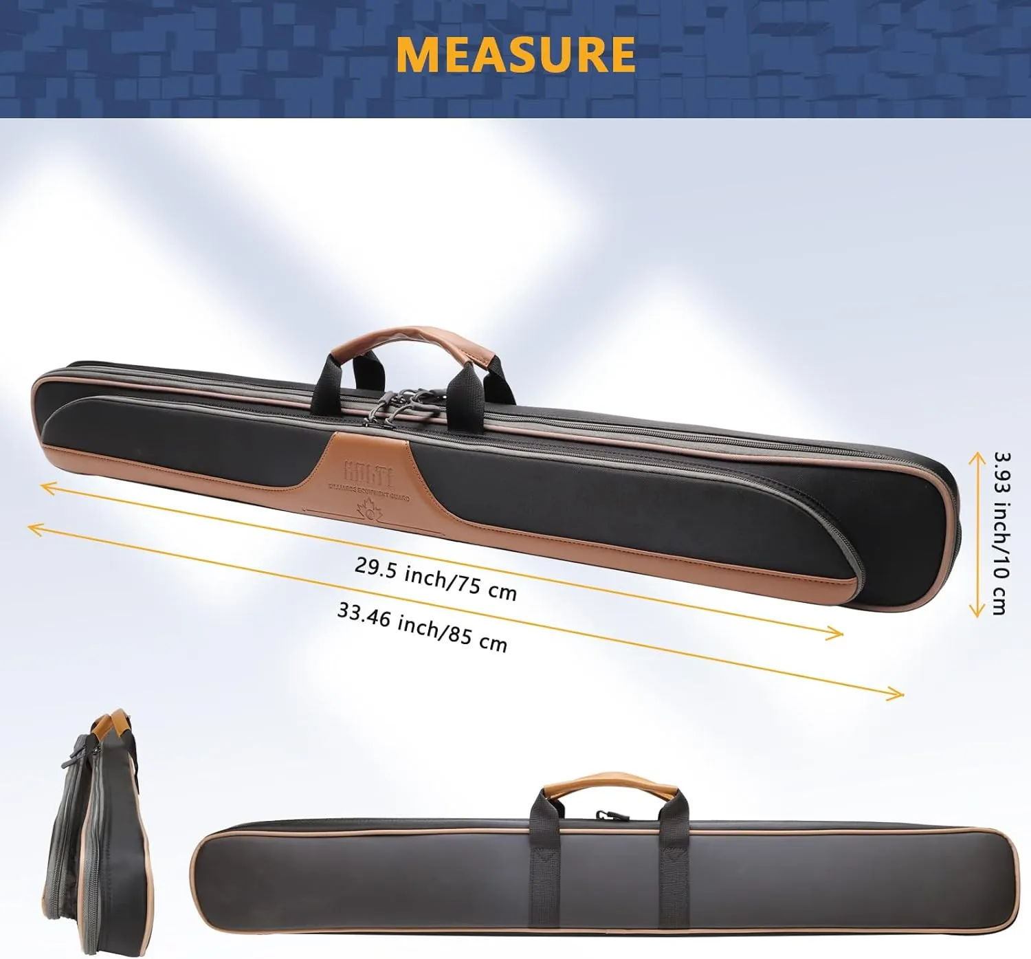 Pool Cue Case, Pool Cue Carrying Case Soft Padded Billiard Stick Bag with Multi-pocket for Butts and Shafts, Pool Stick Case Cue Bag with Straps for Pool Cues & Accessories