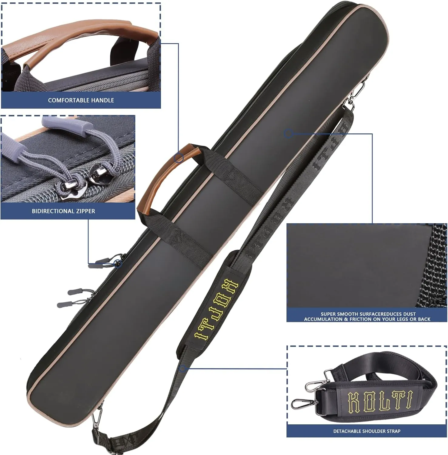 Pool Cue Case, Pool Cue Carrying Case Soft Padded Billiard Stick Bag with Multi-pocket for Butts and Shafts, Pool Stick Case Cue Bag with Straps for Pool Cues & Accessories