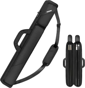 Pool Cue Case, Pool Stick Case 2x2 Holds 2 Sticks with 2 Accessory Zipper Pockets, Sturdy Polyester Pool Cue Carry Bag with Shoulder Strap Handle, Soft Billiard Cue Sling Bag for Men and Women
