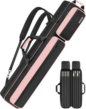 Pool Cue Case, Pool Stick Case 4x5 with Multiple Pockets Holds 4 Butts 5 Shafts, Soft Padded Sturdy Pool Cue Bag, Billiard Cue Backpack with Adjustable Shoulder Straps for Men and Women