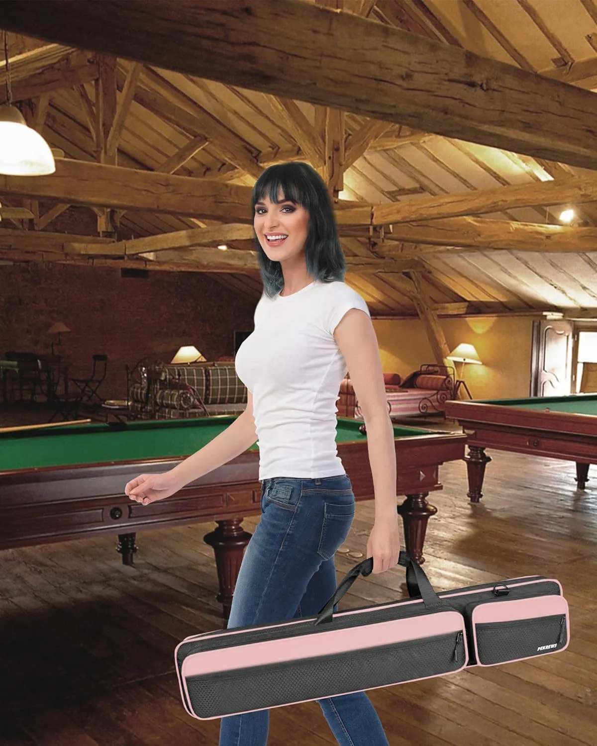 Pool Cue Case, Pool Stick Case 4x5 with Multiple Pockets Holds 4 Butts 5 Shafts, Soft Padded Sturdy Pool Cue Bag, Billiard Cue Backpack with Adjustable Shoulder Straps for Men and Women