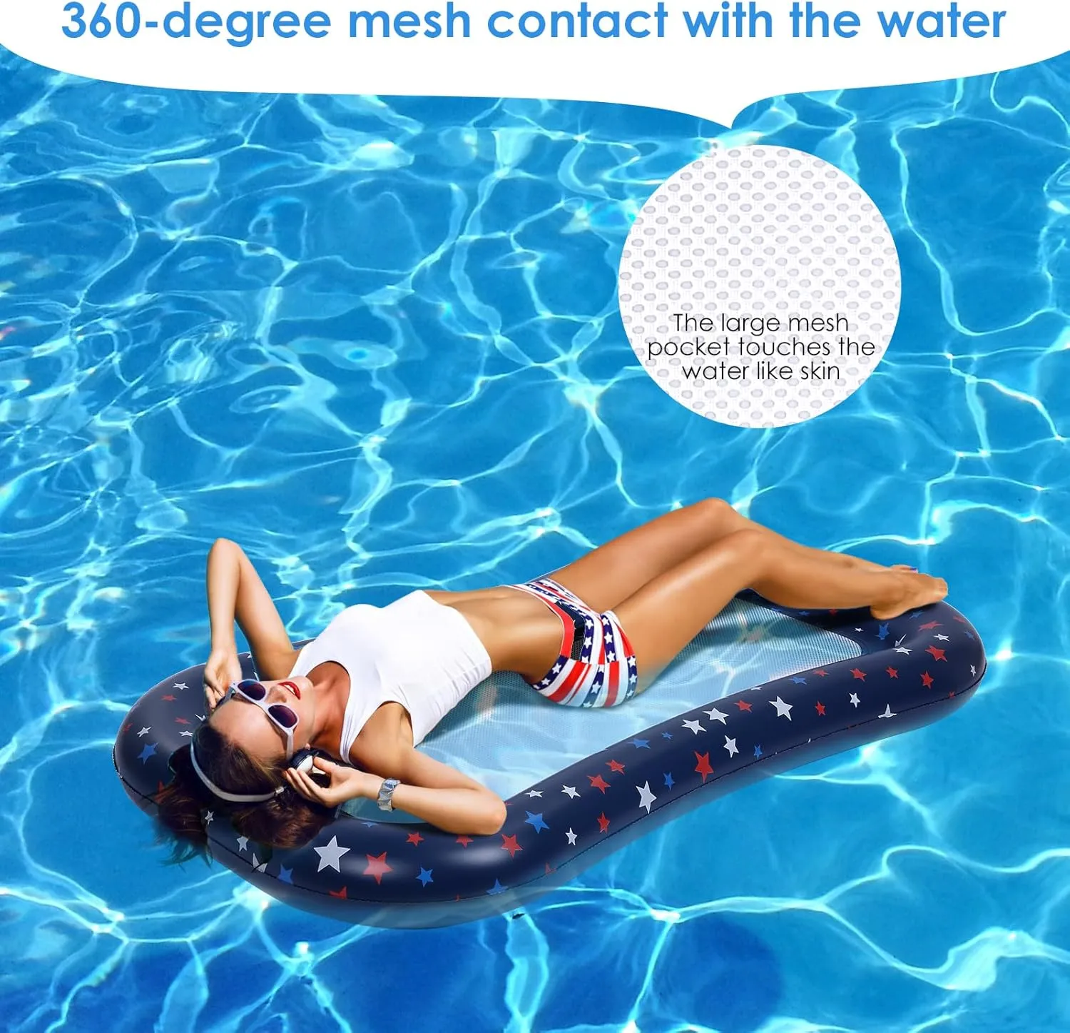 Pool Float Lounge Extra-Large Cooling Mesh Inflatable Raft with Cup Holder Ultra-Comfort Cooling Floating Lounger for Adults Beach Pool Lake Parties Summer Relaxation Essential