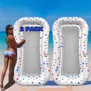 Pool Float Lounge Extra-Large Cooling Mesh Inflatable Raft with Cup Holder Ultra-Comfort Cooling Floating Lounger for Adults Beach Pool Lake Parties Summer Relaxation Essential