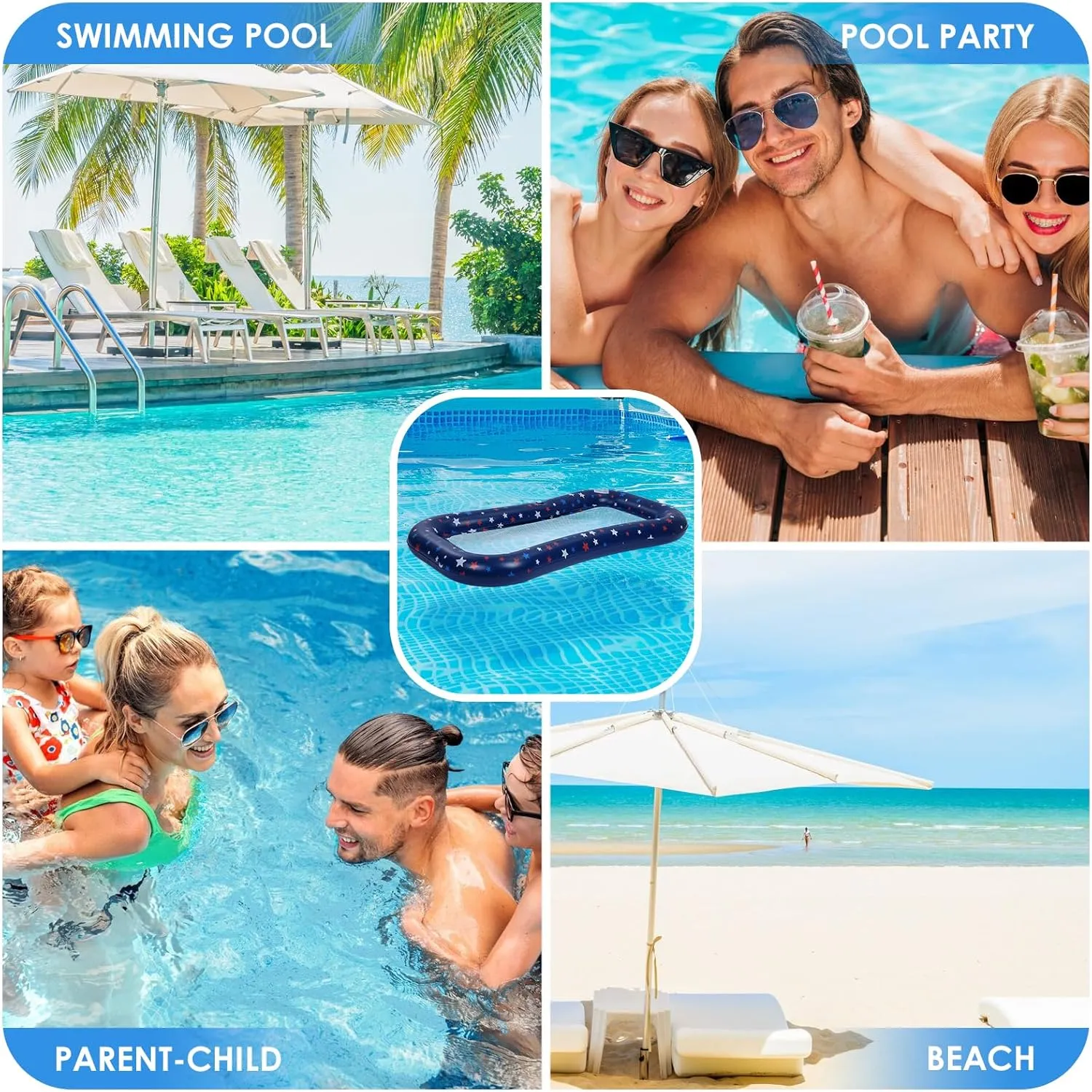 Pool Float Lounge Extra-Large Cooling Mesh Inflatable Raft with Cup Holder Ultra-Comfort Cooling Floating Lounger for Adults Beach Pool Lake Parties Summer Relaxation Essential