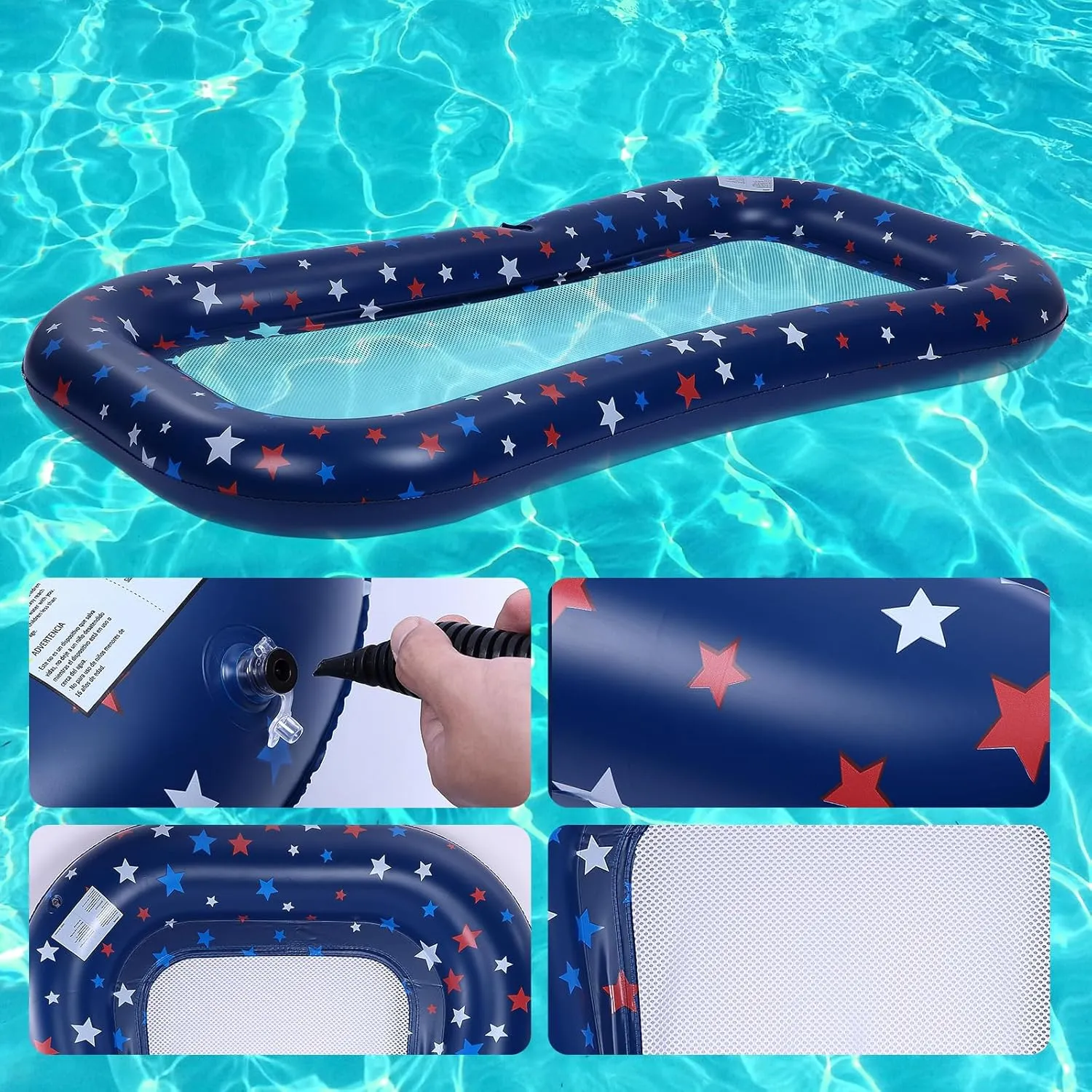Pool Float Lounge Extra-Large Cooling Mesh Inflatable Raft with Cup Holder Ultra-Comfort Cooling Floating Lounger for Adults Beach Pool Lake Parties Summer Relaxation Essential