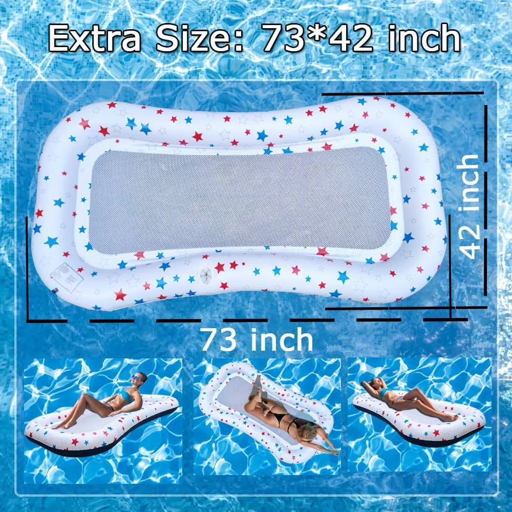 Pool Float Lounge Extra-Large Cooling Mesh Inflatable Raft with Cup Holder Ultra-Comfort Cooling Floating Lounger for Adults Beach Pool Lake Parties Summer Relaxation Essential