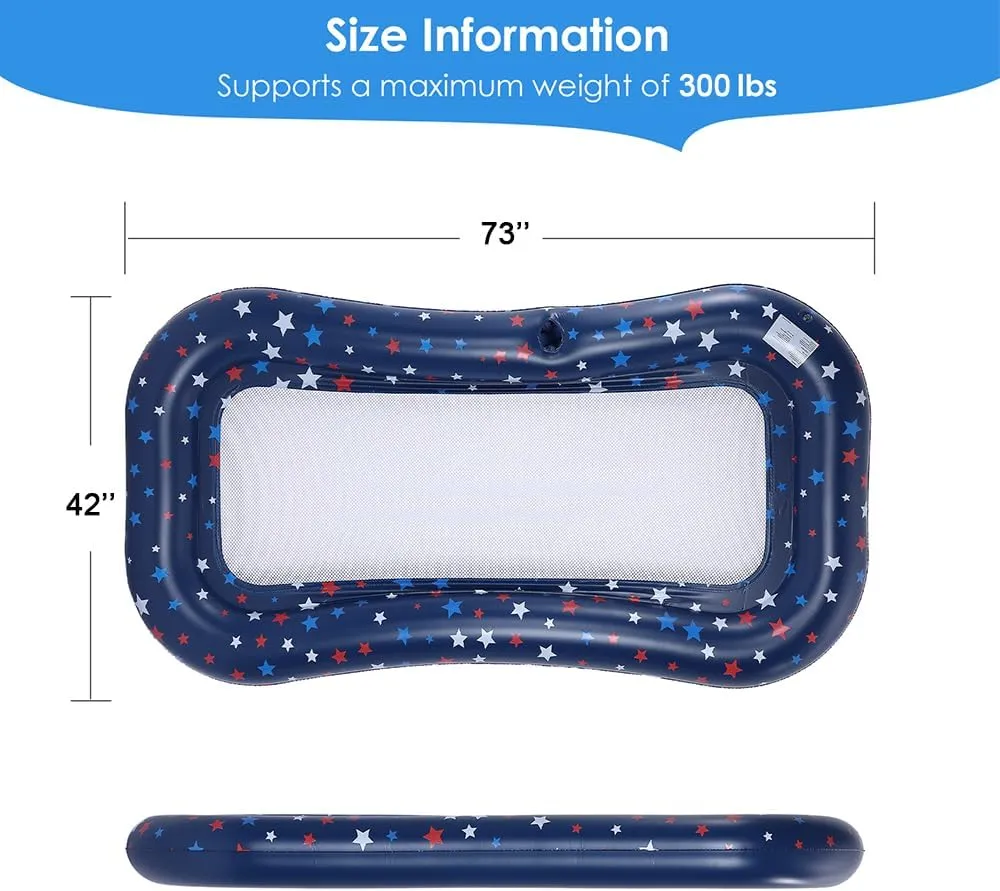 Pool Float Lounge Extra-Large Cooling Mesh Inflatable Raft with Cup Holder Ultra-Comfort Cooling Floating Lounger for Adults Beach Pool Lake Parties Summer Relaxation Essential