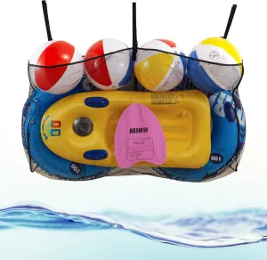 Pool Float Storage Bag,Pool Toy Storage Net Mesh Bag,Swimming Pool Float Organizer Holder Hanging Mesh,Adjustable Pool Storage Net Bag for Balls,Floats,Water Inflatable Toys Pool Accessories Equipment