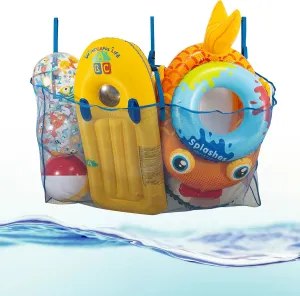 Pool Float Toys Storage Bag,Pool Float Organizer Hanging Mesh Bag for Balls,Floats,Water Inflatable Toy,High Strength Pool Toy Storage Net Bag,Swimming Pool Accessories (Blue)