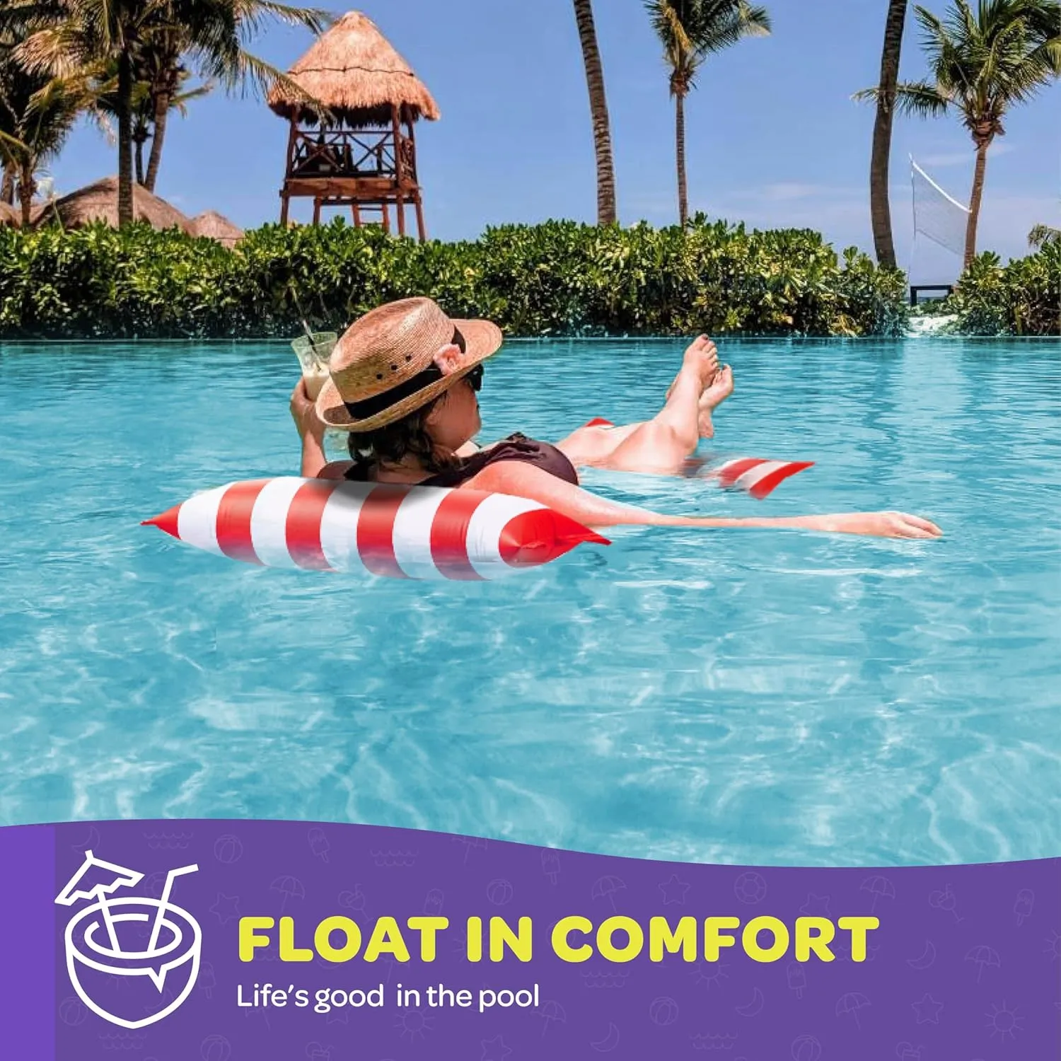 Pool Floats for Adults Multi-Purpose Hammock Pool Float: Saddle, Lounge Chair, Hammock, Drifter - Water Hammock for Adults in Swimming Pools - Pool Float Lounger (44" X 26")