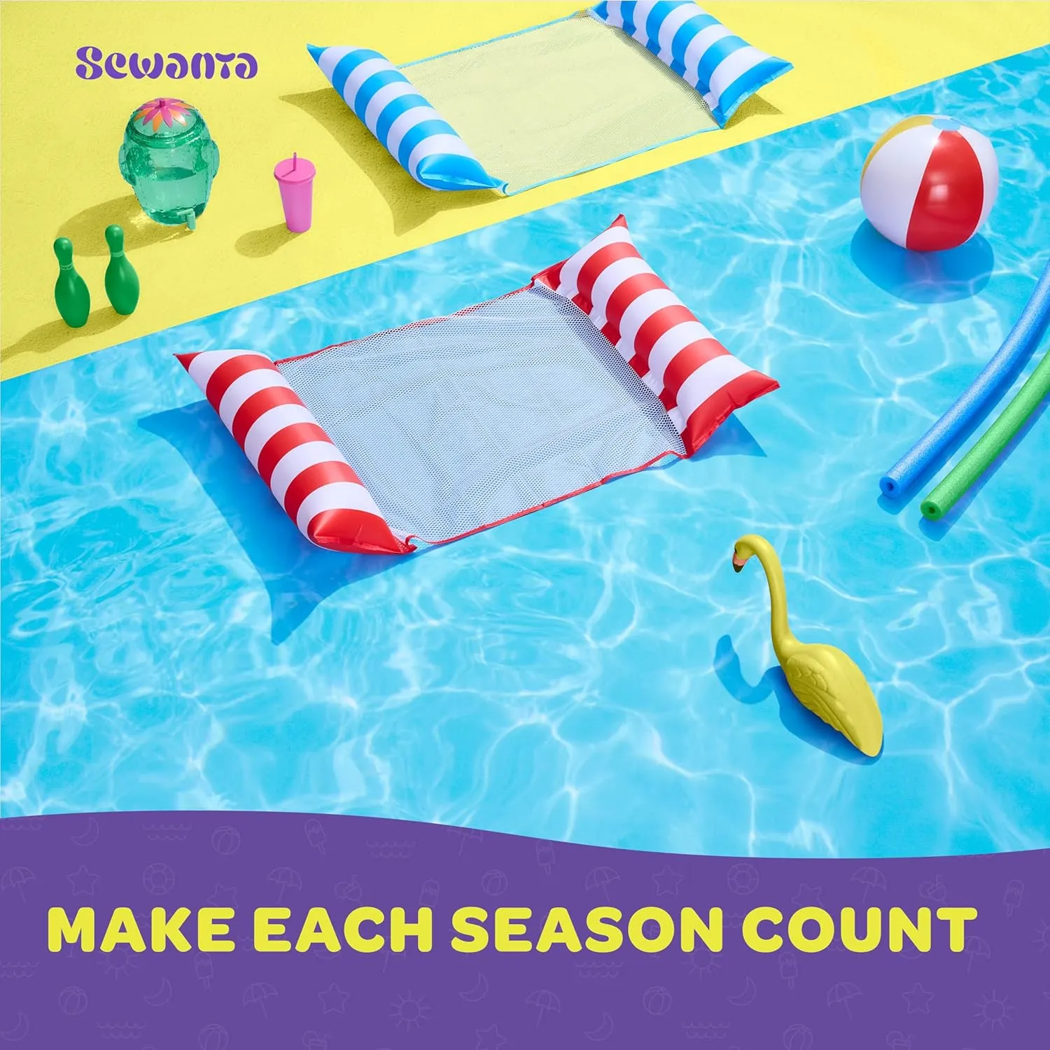 Pool Floats for Adults Multi-Purpose Hammock Pool Float: Saddle, Lounge Chair, Hammock, Drifter - Water Hammock for Adults in Swimming Pools - Pool Float Lounger (44" X 26")