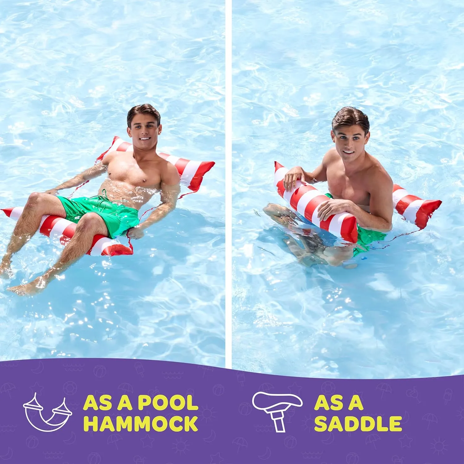 Pool Floats for Adults Multi-Purpose Hammock Pool Float: Saddle, Lounge Chair, Hammock, Drifter - Water Hammock for Adults in Swimming Pools - Pool Float Lounger (44" X 26")